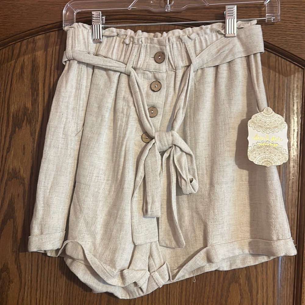 Altar’d State Tan Linen Relaxed Fit Shorts
